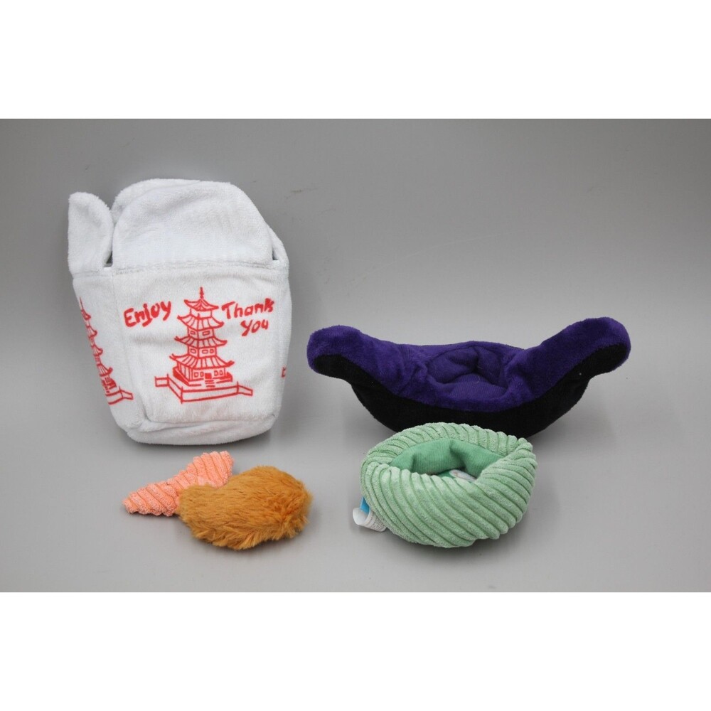 Bark Box Dog Toy 4pc Lot Small Medium Dogs Chinese Food Eggs Sushi Shrimp Rice
